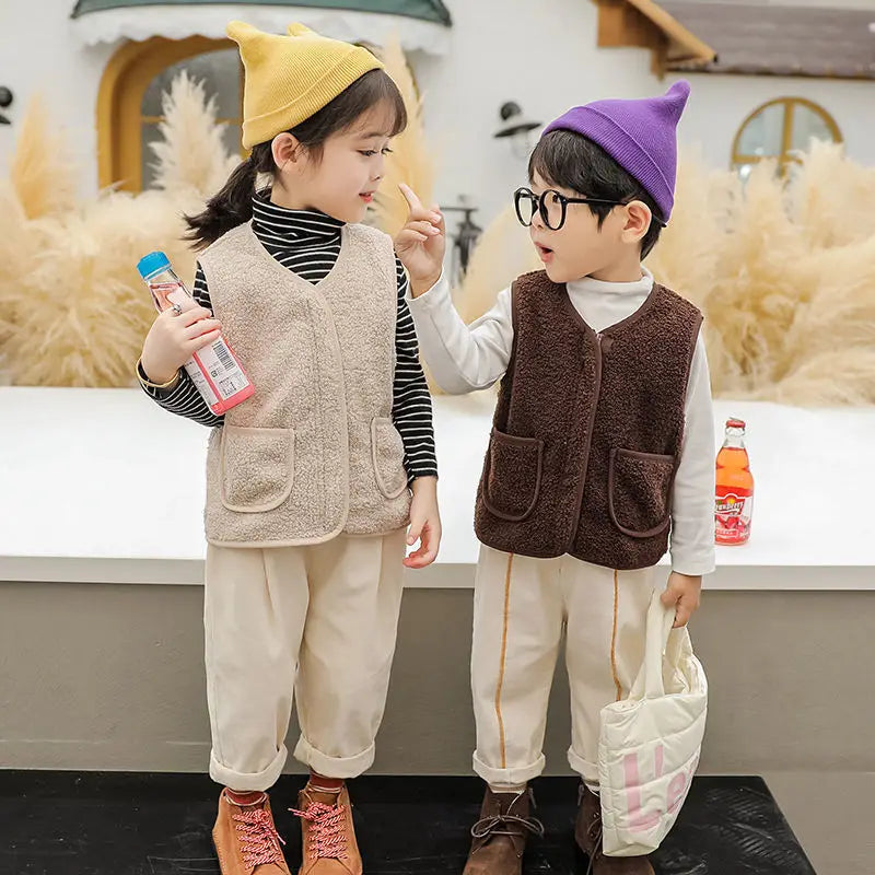Baby Girl Boys Waistcoat Fleece Soft Warm Vest Autumn Winter Sleeveless Jacket for Children Boy Outerwear Toddler Coat Clothes