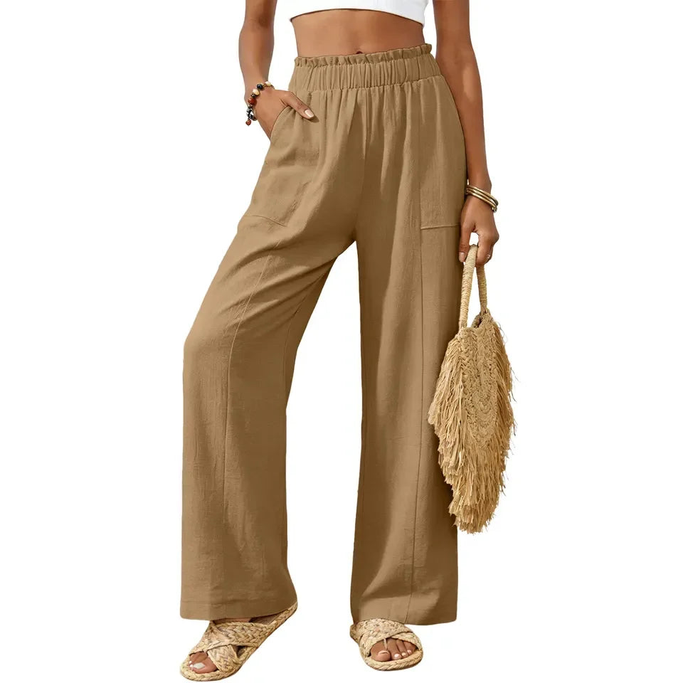 Women's Wide Leg Pants High Waist Loose Casual Trousers with Pockets
