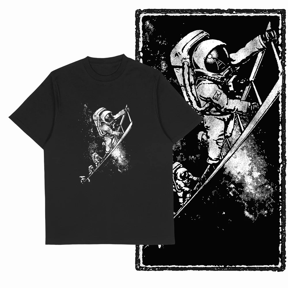The Coolmind Men's 100% Cotton Astronaut Graphic T-Shirt - Black