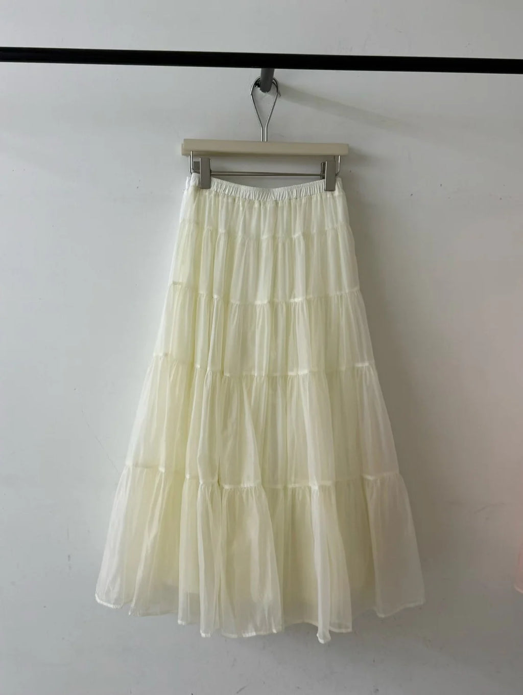 Summer New Style Women's Midi Skirt Cake Skirt Loose Fit High Waist Polyester Fiber Splice Sweet  Color Maxi Half-length