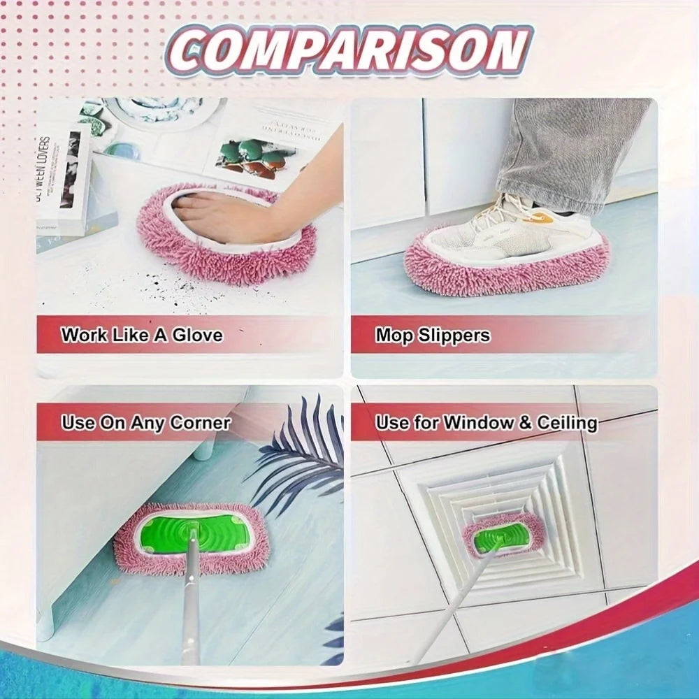 2pcs Dry Sweeping Cloth Chenille Mop Cloth Cover Set Swiffer Reusable Pads Dry Sweeping Machine Washable Refill Pads for Home