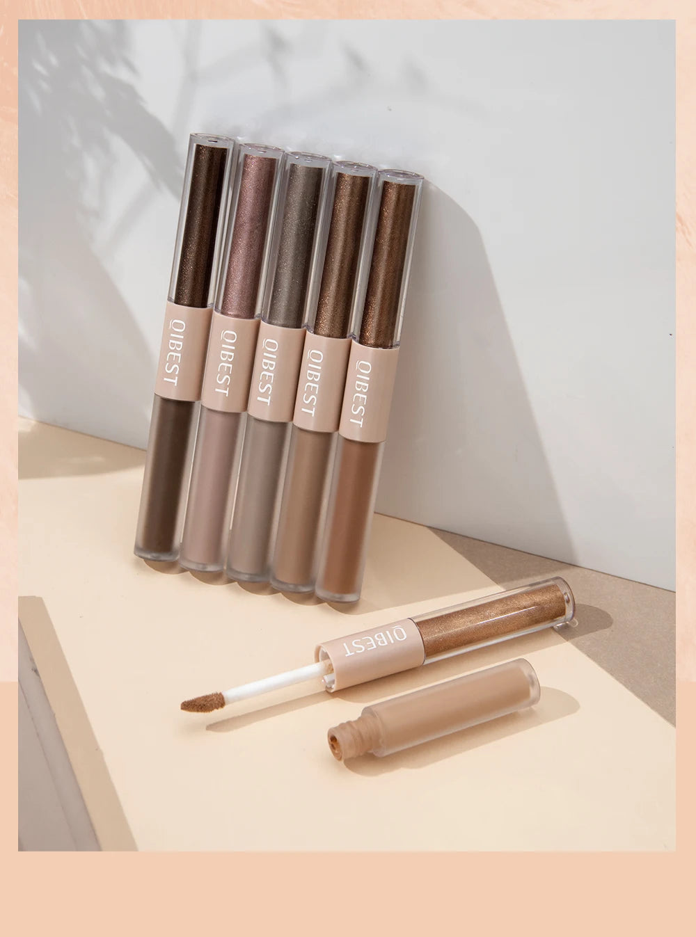 Waterproof 2 In1 Liquid Eyeshadow Set Matte Shining Double Head Eye Shadow Pen 12 colors Gray Brown Gillter Makeup Eye Cosmetic
