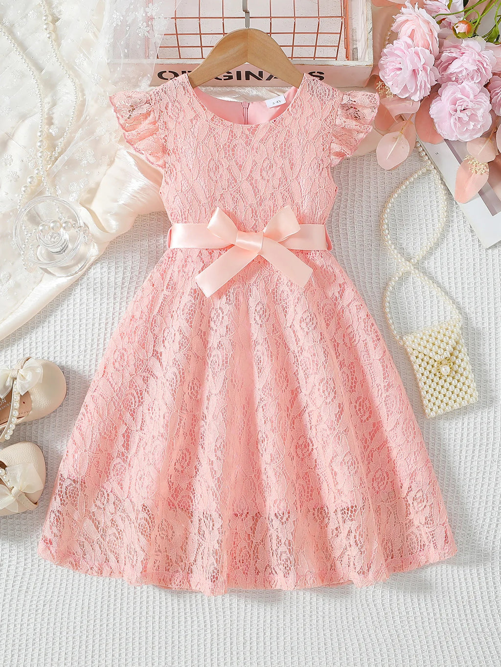 Girls Lace Dress Summer Princess Dresses for Kids Candy Color Teenager Wedding Performance Costume Baby Clothing 1-10T