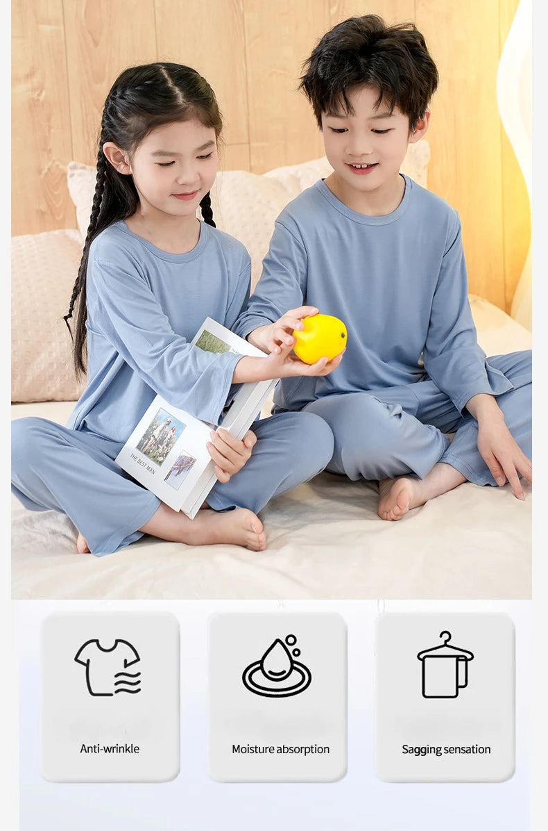 Unisex Kids Long Sleeve Pajamas Set - Cotton Blend Sleepwear