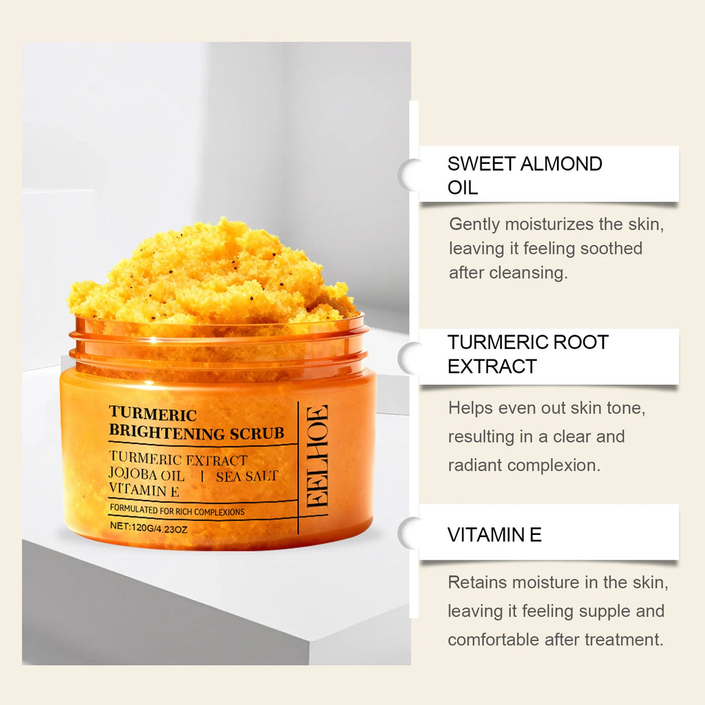 EELHOE Turmeric Scrub Lighten Skin Brightening Products Full Body Cleaning Dead Skin Remover Smooth Sea Salt Exfoliating Scrub