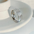 Luxury Rose Gold Double Rowed Square Zircon Stainless Steel Ring Women'S'S Romantic Engagement Wedding Jewelry Women'S