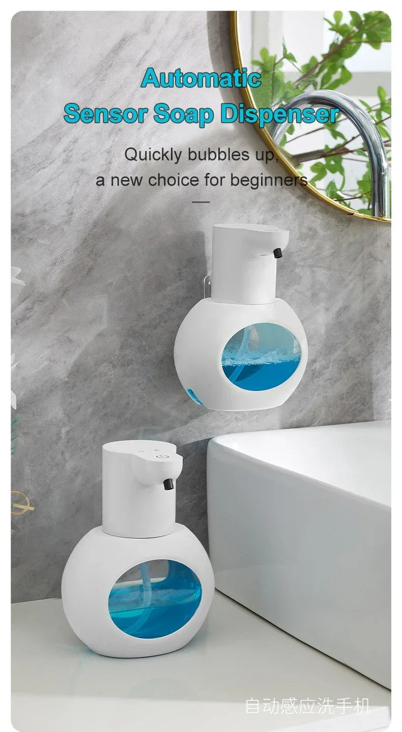 Dispensador automático de jabón 2025 de 420 ml, dispensador de espuma, sensor táctil, dispositivo de lavado de manos con carga USB, montado en la pared