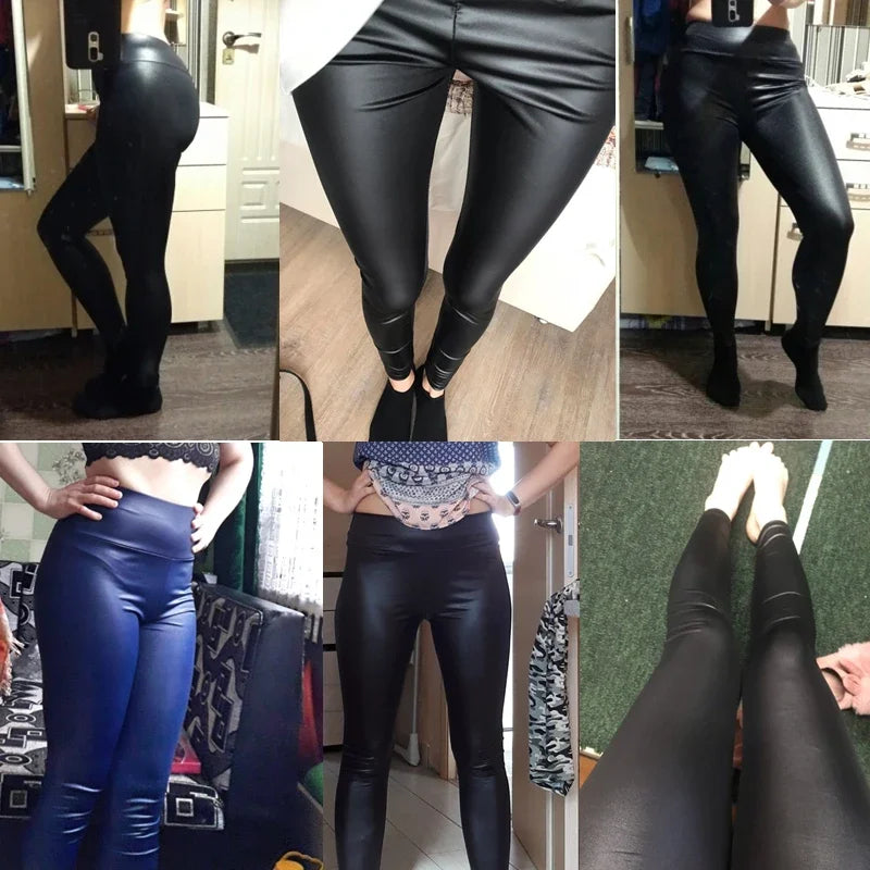 High-Waist Faux Leather Yoga pants | 4- Season Stretch Trousers