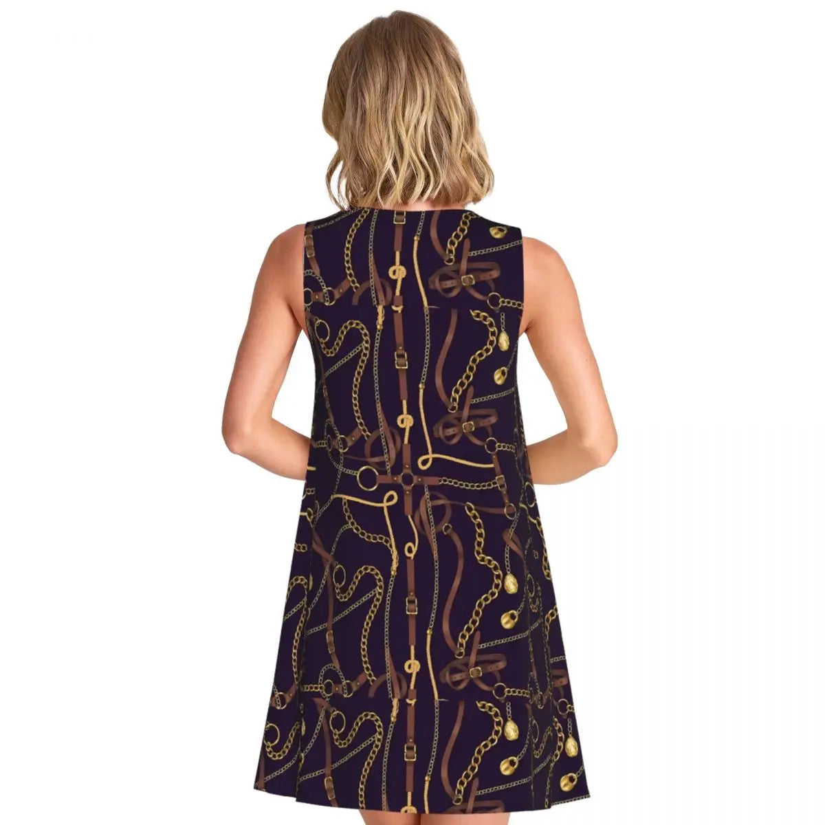 Jewelry Chains Tank Dress Belts Print Simple Dresses Summer Print Sexy Dress Hot Sleeveless Vestido Big Size