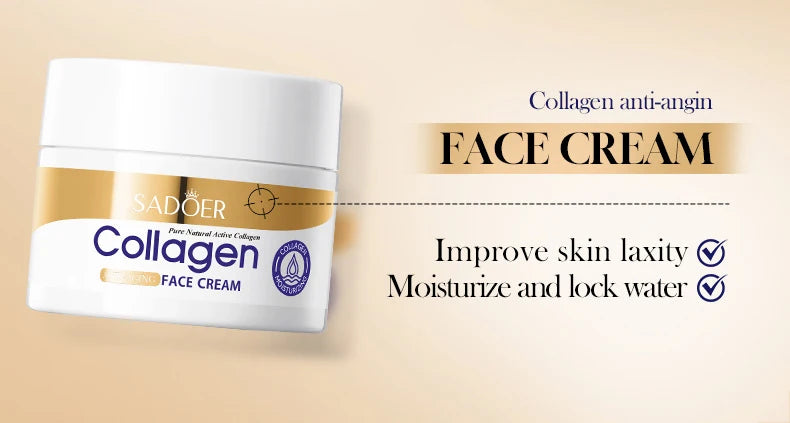 5pcs SADOER Collagen Skin Care Sets Moisturizing Face Cream Eye Cream Serum Essence Whitening Anti-Aging Facial Skin Care Kit