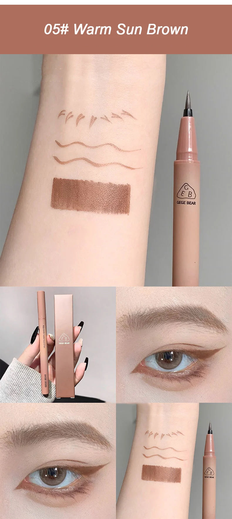Waterproof Quick Dry Liquid Eyeliner Pen Ultra-fine Matte Black Brown Lasting Lying Silkworm Eyeliner Pencil Natural Eyes Makeup