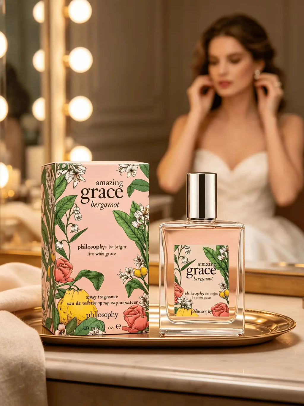 Authentic Philosophy Amazing Grace Bergamot Eau De Toilette 4 oz (120ml), Refreshing Bright Citrus‑Floral Women Perfume Spray, Gentle Light Long‑Lasting Fragrance for Everyday Use