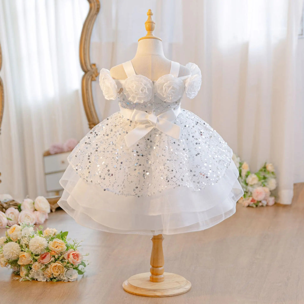 HETISO Flower Girls Sequins Birthday Wedding Party Ball Gowns Kids Child Formal Pageant Holiday Dresses 1-6 Years