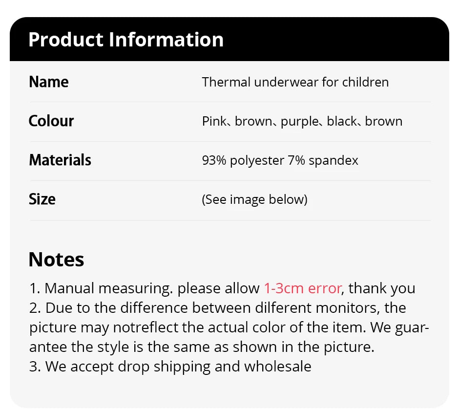 Unisex Children's Solid Color Thermal Long Johns 2-Piece Set