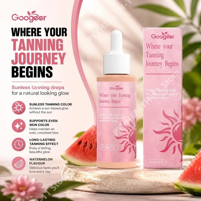 Googeer Sunless Tanning Drops with Gluconolactone for Face & Body Customizable Skin Glow Even Skin Tone Long Lasting 60 ML