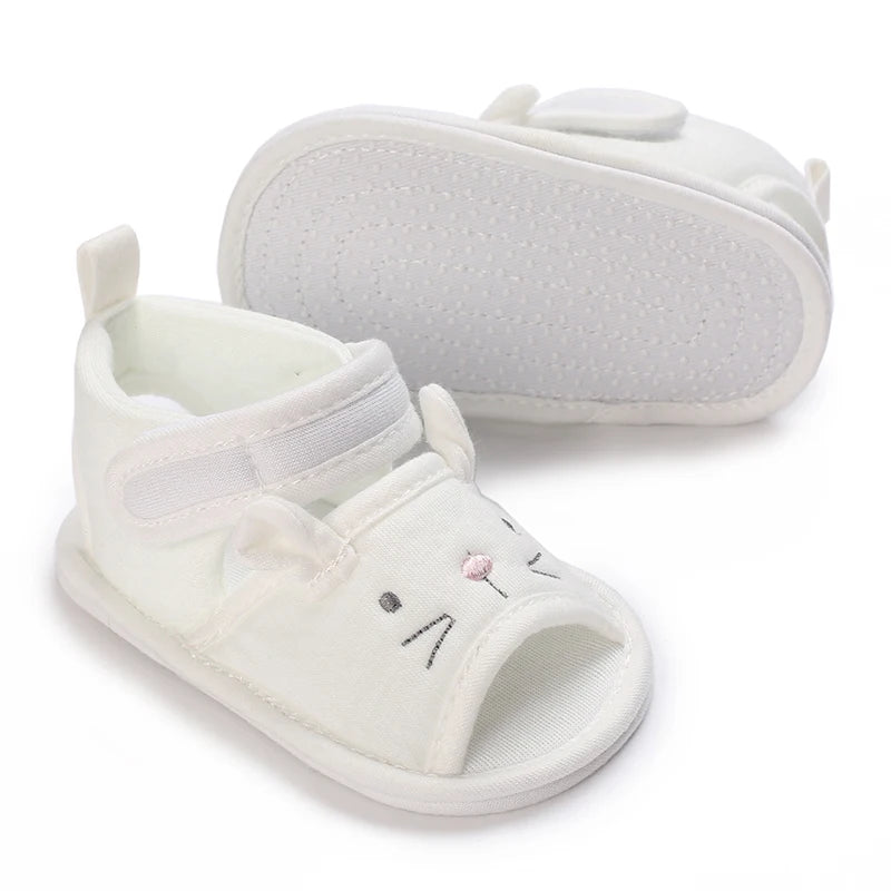 Baby Girls First Walker Sandals - Butterfly Knot Soft Cotton Sole