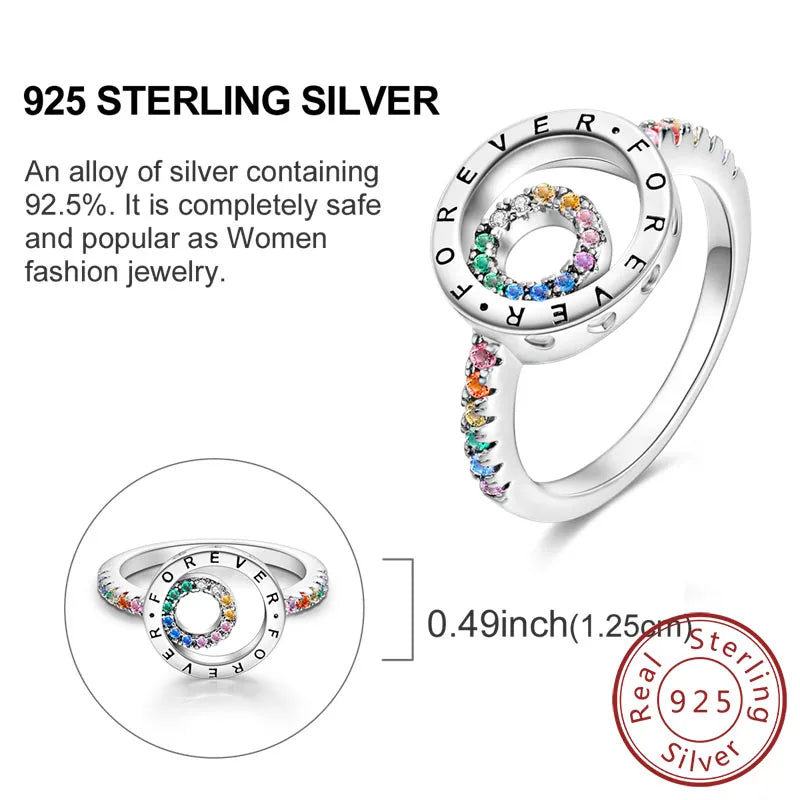 Rings Original 925 Sterling Silver Rings Bow Heart Sun Moon Star Zircon Rings For Women'S Jewelry Birthday Anniversary Gifts