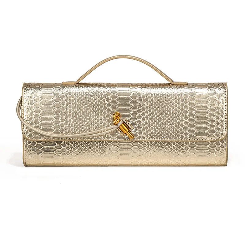 PU Leather Fashion Luxury Top-Handle Bag For Women Evening Handbag Long Purse Crocodile Pattern Crossbody Shoulder Bags