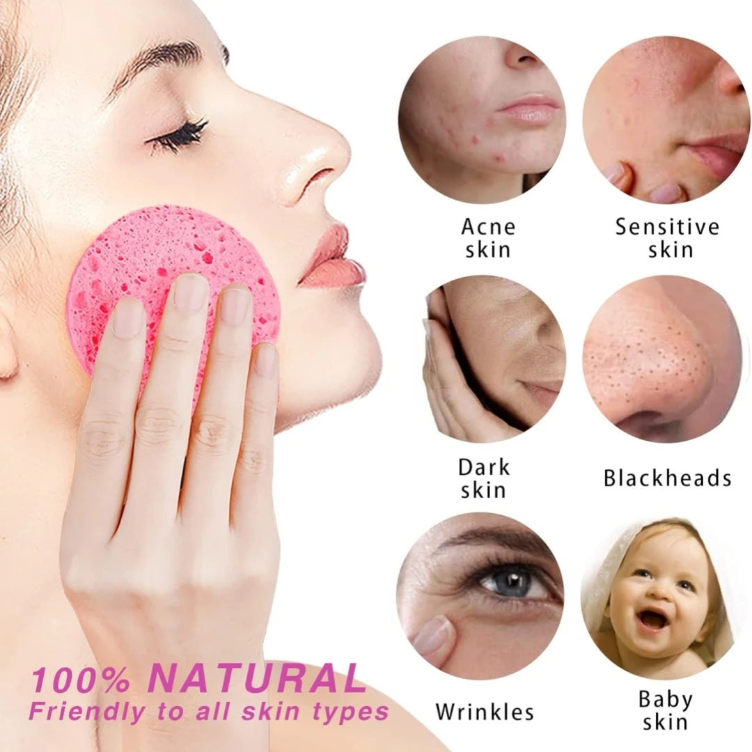 50-1000Pcs Compress Face Wash Puff Natural Wood Pulp Sponge Face Wash Puff Foaming Face Puff Cosmetic Puff Face Cleansing Sponge