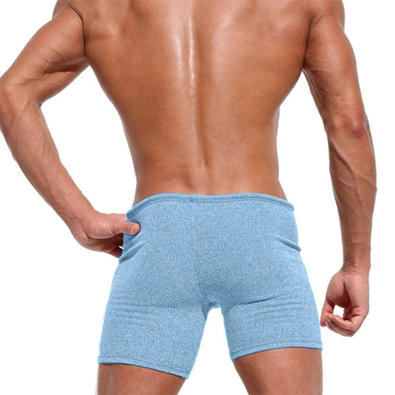 Summer Men'S Casual Breathable Drawstring Shorts Solid-Color Swimwear For Running Sports Surfing Beach And Vacation