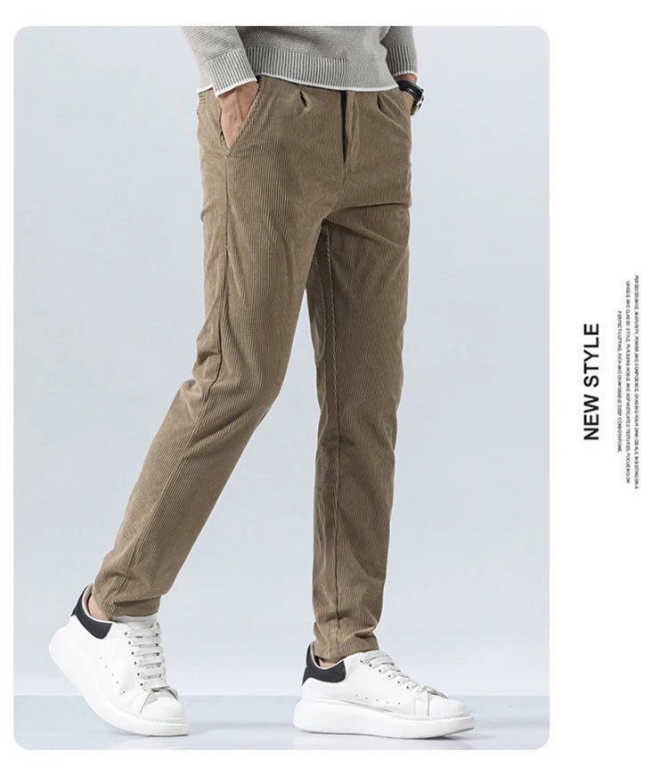 Autumn and Winter Men's Corduroy Trousers New Men's Clothing Stretch Slim Fit Casual Pants Fashion Mens Business Work Pants