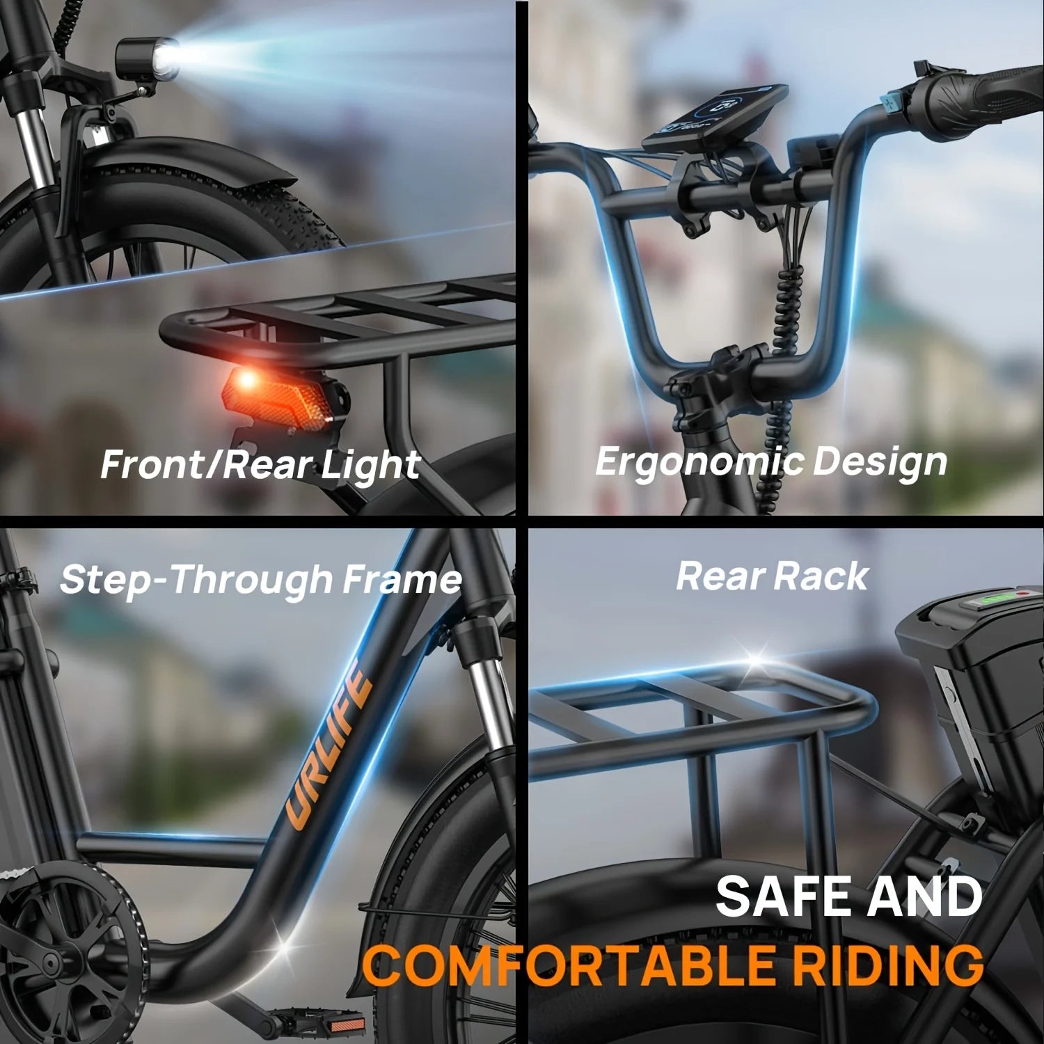 URLIFE 1000W E20 Electric Bike | 48V 13Ah Removable Battery, 28MPH, 20''X3" Fat Tire, 7-Speed E-Bike with Dual Disc Brake