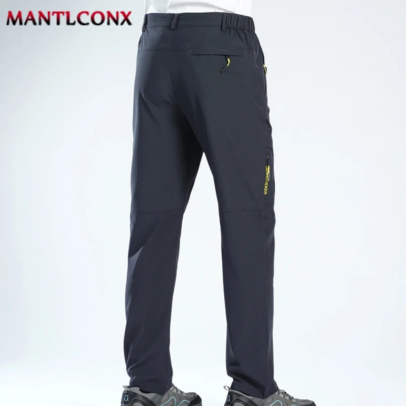 Thin Summer Stretch Pants with Zipper Pockets Quick Dry Hiking Camping Trousers Men Gym Fitness Jogging Running Sports Pants Men
