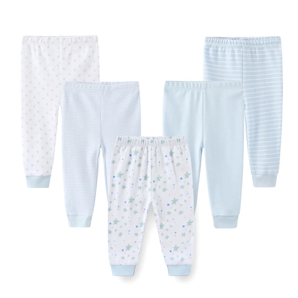 Kiddiezoom 5-Piece Baby Pants Set - 100% Cotton Unisex 0-12M