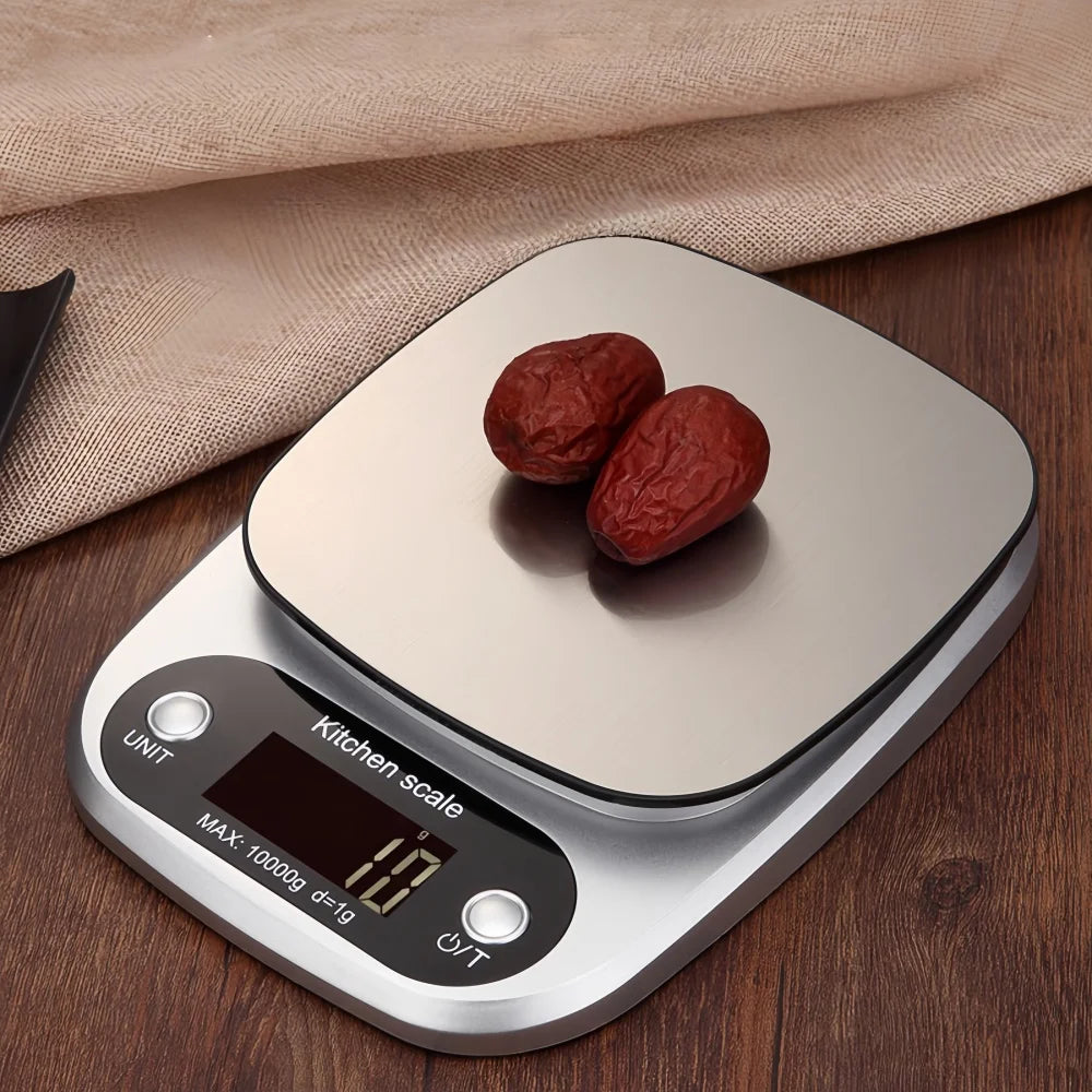 Báscula de cocina digital de 10 kg/1 g, de alta precisión, con pantalla LCD, para alimentos, joyería, café, repostería, portátil, herramientas de cocina de alta calidad