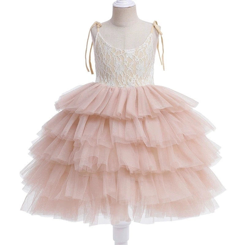 2025 Summer New Girls TUTU Dress Girls Princess Dress Girls Mesh Patchwork Cake Dress Children Clothing