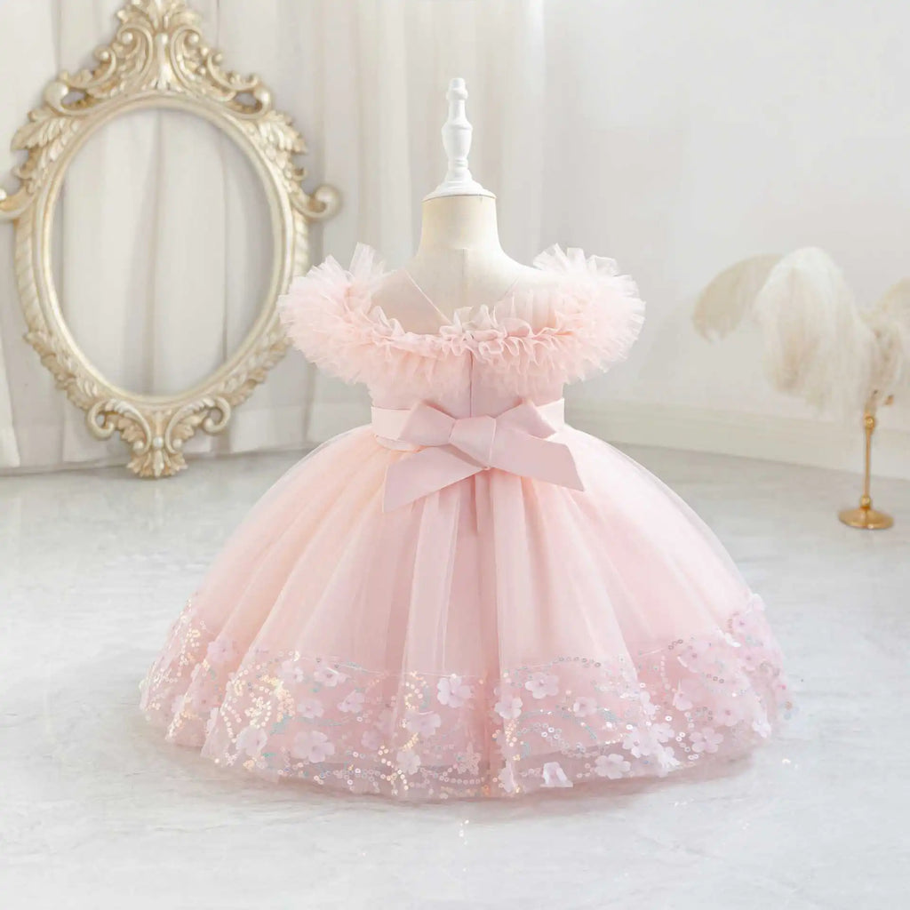 HETISO Sequined Tulle Formal Dress for Girls Elegant Princess Performance Gown New Year Gift Occasion Children's Wear