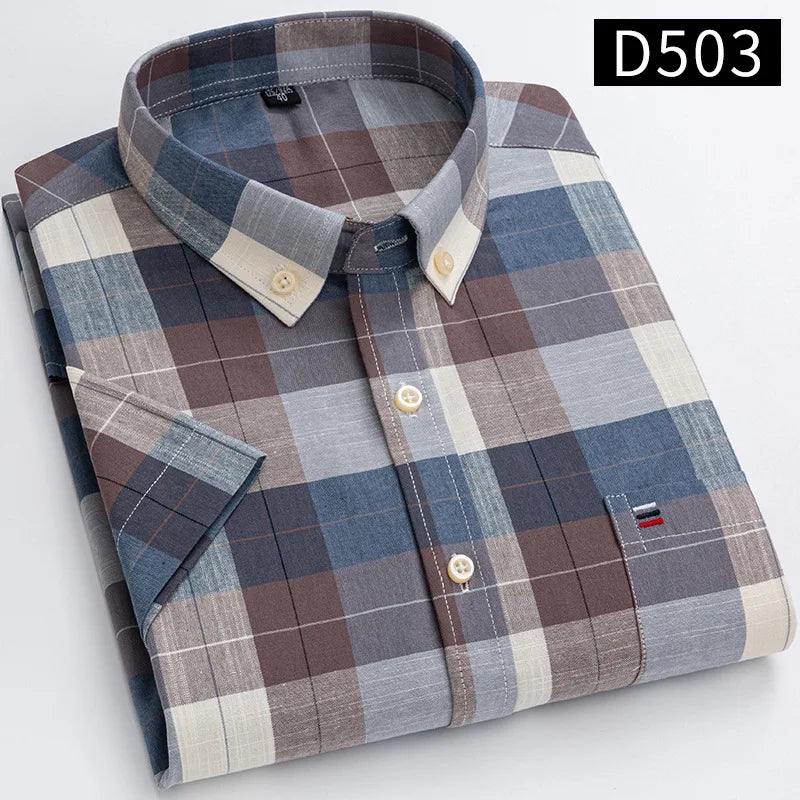 Men's Casual Short Sleeve Shirt - 100% Cotton Classic Fit 7XL