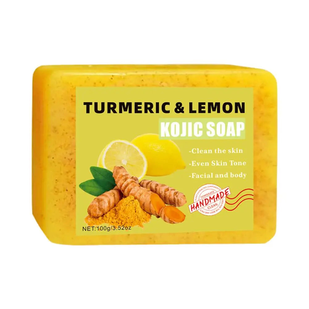 Lemon Turmeric Kojic Acid Soap Bar - Handmade Exfoliating Face & Body