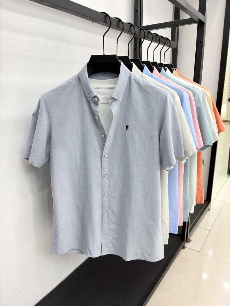100% pure cotton short sleeve shirt summer new breathable men's T-shirt designer brand Paul Pony embroidery business casual top