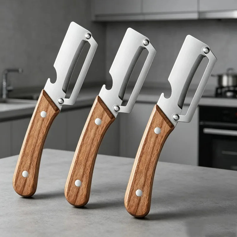Kitchen Peeler Stainless Steel Vegetable Peeler with Wooden Handle for Peeling and Slicing Fruits and Vegetables Kitchen Tool
