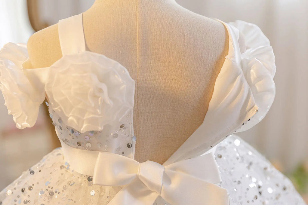 HETISO Flower Girls Sequins Birthday Wedding Party Ball Gowns Kids Child Formal Pageant Holiday Dresses 1-6 Years