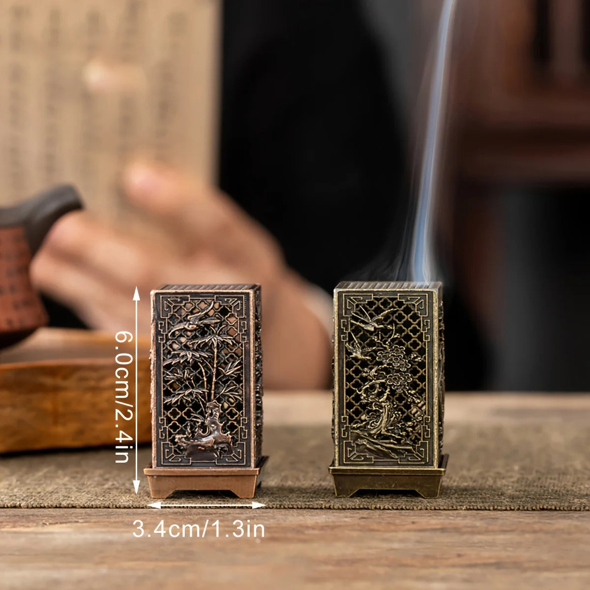 Elegant Chinese-Style Aromatherapy Candlestick | Metal Square Burner
