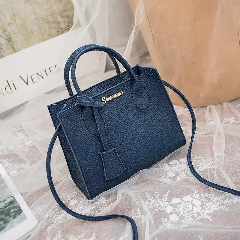 Single-shoulder Crossbody Handheld Triple-use Satchel Portable Leisure Bag Solid Color Lychee Grain Ladies Handbags ﻿
