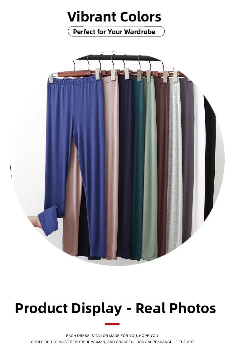 Women's High-Waist Modal Leggings - Stretchy Knit Trousers