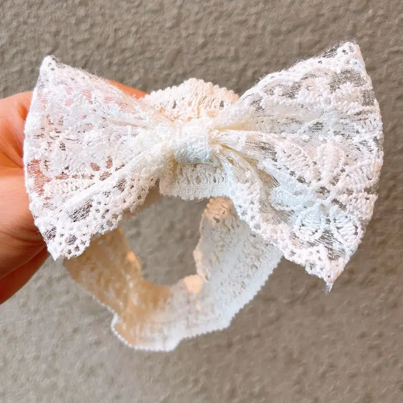White Lace Bow Baby Headbands for Girl Cute Bowknot Hair Band Elastic Infant Turban Newborn Headwear Baby Hair Accessories 머리띠