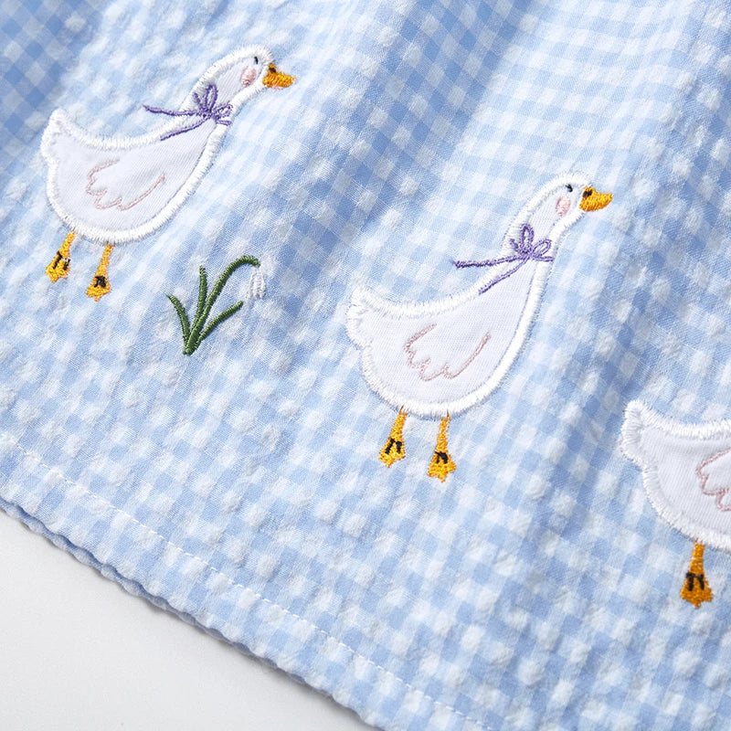 Little Maven Girls Sleeveless Dresses Animal Ducks Appliques Children'S Dresses Summer Children Beach Dresses Vestidos