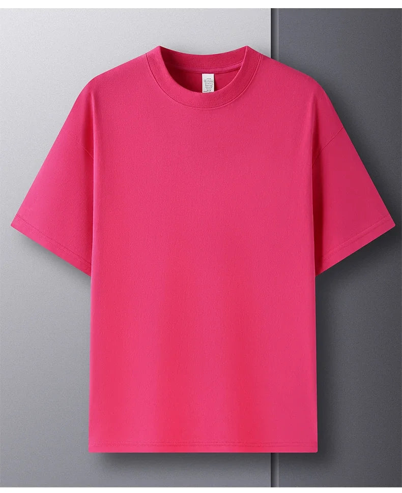 100% Pure Cotton Summer High-end Brand Men's Short Sleeve Round Neck Fashionable Style Half Sleeved Top Breathable T-shirt