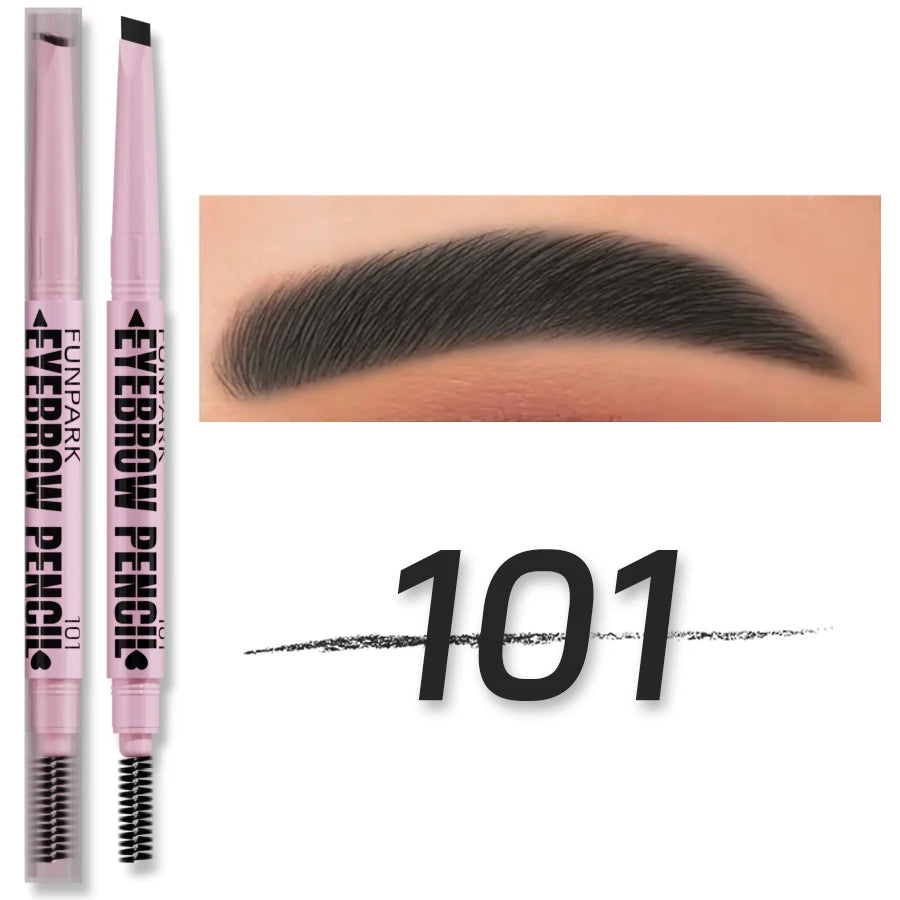 Lápiz de cejas 2 en 1 impermeable de larga duración para mujer, doble punta con 5 opciones de color, pincel tipo tatuaje