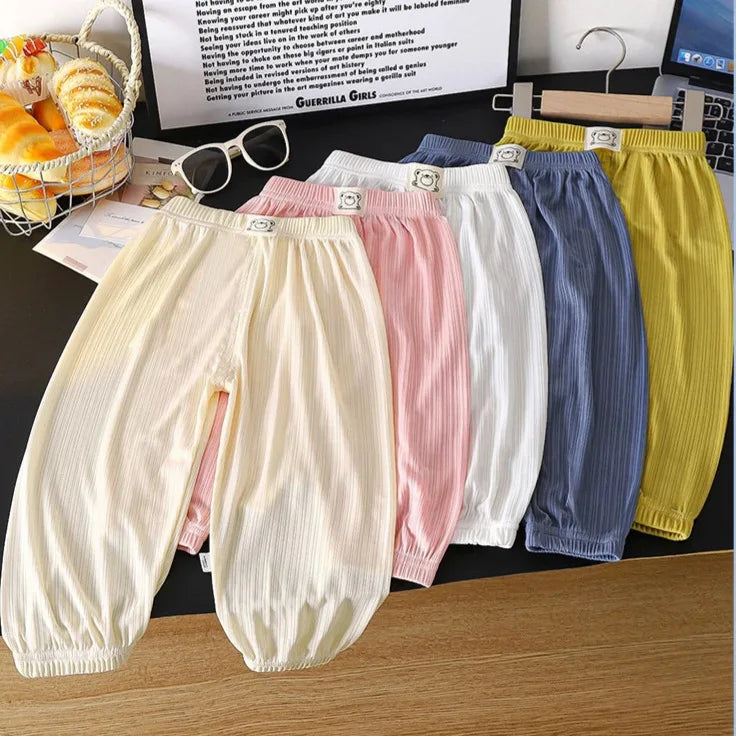 Summer New Kids Pants Anti-Mosquito Thin Breathable Trousers for Boys & Girls Korean Style Casual Beam Foot Child Pants