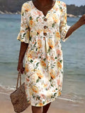2026 New Summer Autumn Women's Solid Color Print Casual Comfortable Dress Soft Breathable Daily Wear Loose Fit Flowy Dresses for