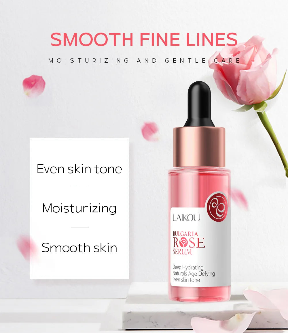 LAIKOU Bulgaria Rose Face Serum Facial Original Nourish Essense Brightening Rejuvenation Deep Moisturizing Serum Skin Care 30ml