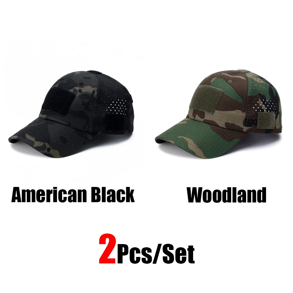 1/2Pcs New Men Camouflage Baseball Cap Breathable Sunscreen Hat Outdoor Sports Hunting Hiking Camping Beach Fishing Sun Hat