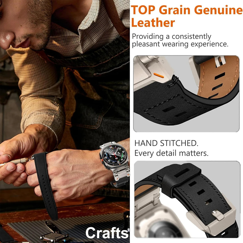 Luxury Leather Band for Samsung Galaxy Watch Ultra 2025 2024 47mm Business Strap for Galaxy Watch Ultra Adjustable Men Wristband