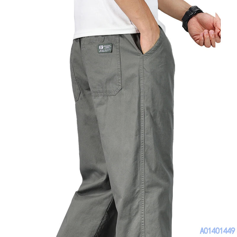 Plus Size Men's Cotton Jogger Pants Relaxed Fit With Elastic Drawstring Waist For Everyday Comfort