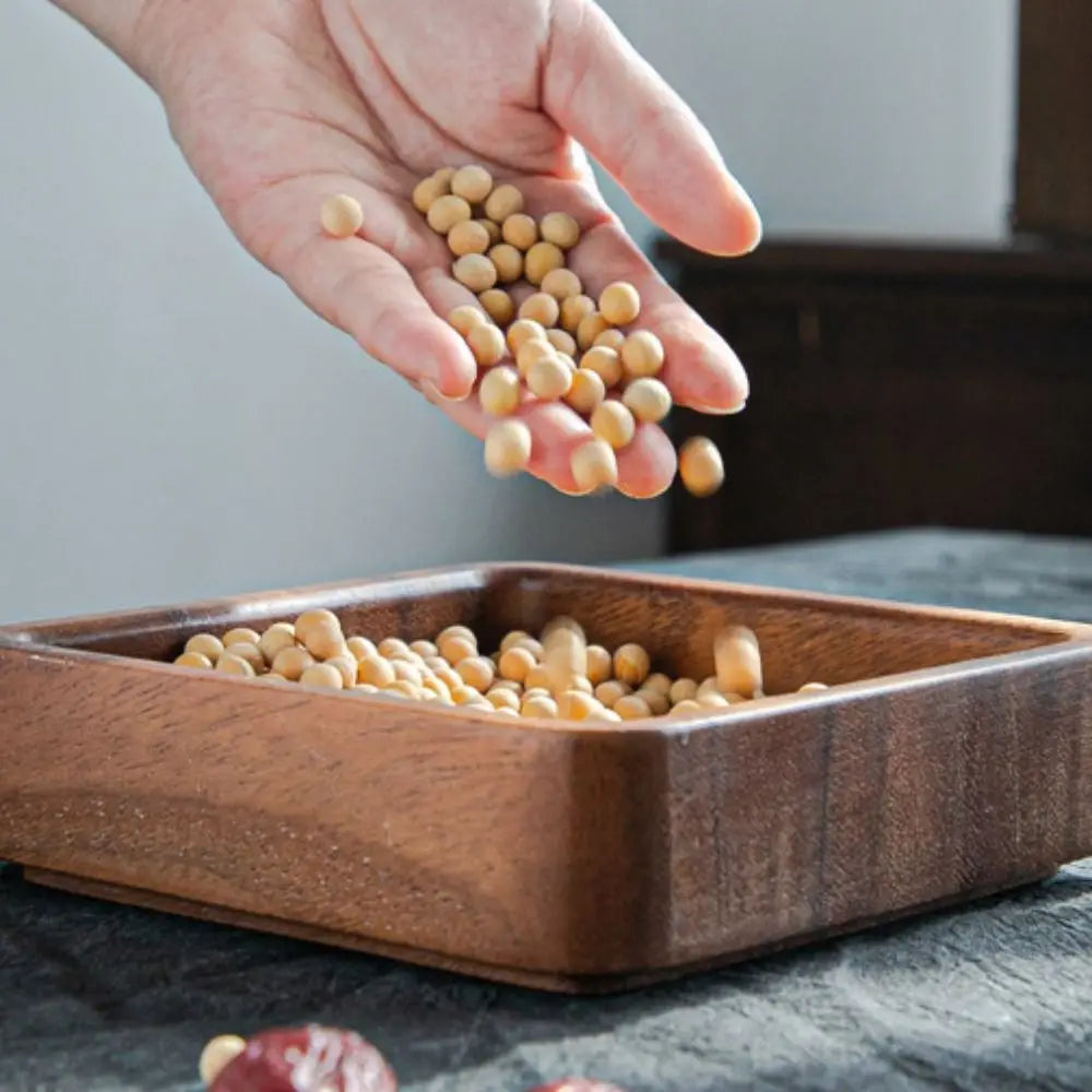 Japanese Style Wooden Fruit and Snack Tray - Round/Square Stackable
